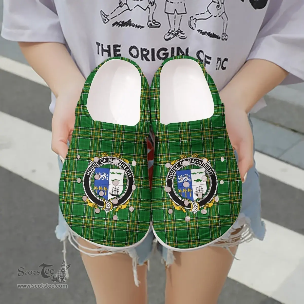 Irish House of MACSHEEHY Coat of Arms Family Crest Ireland Clogs Irish National Tartan Irish County Clogs