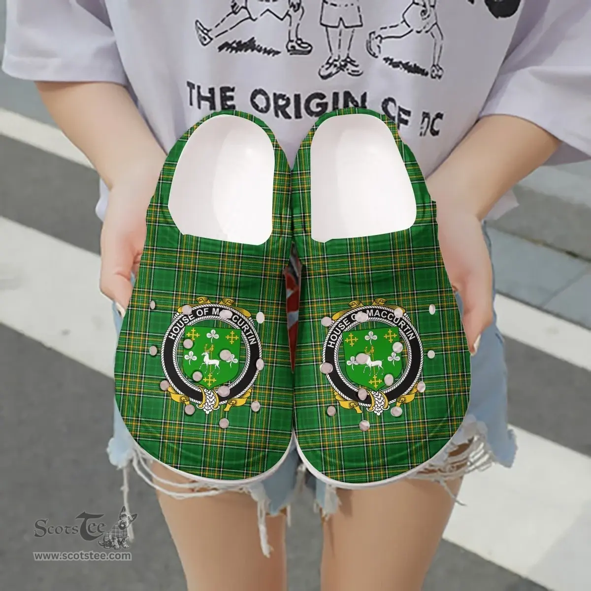 Irish House of MACCURTIN Coat of Arms Family Crest Ireland Clogs Irish National Tartan Irish County Clogs