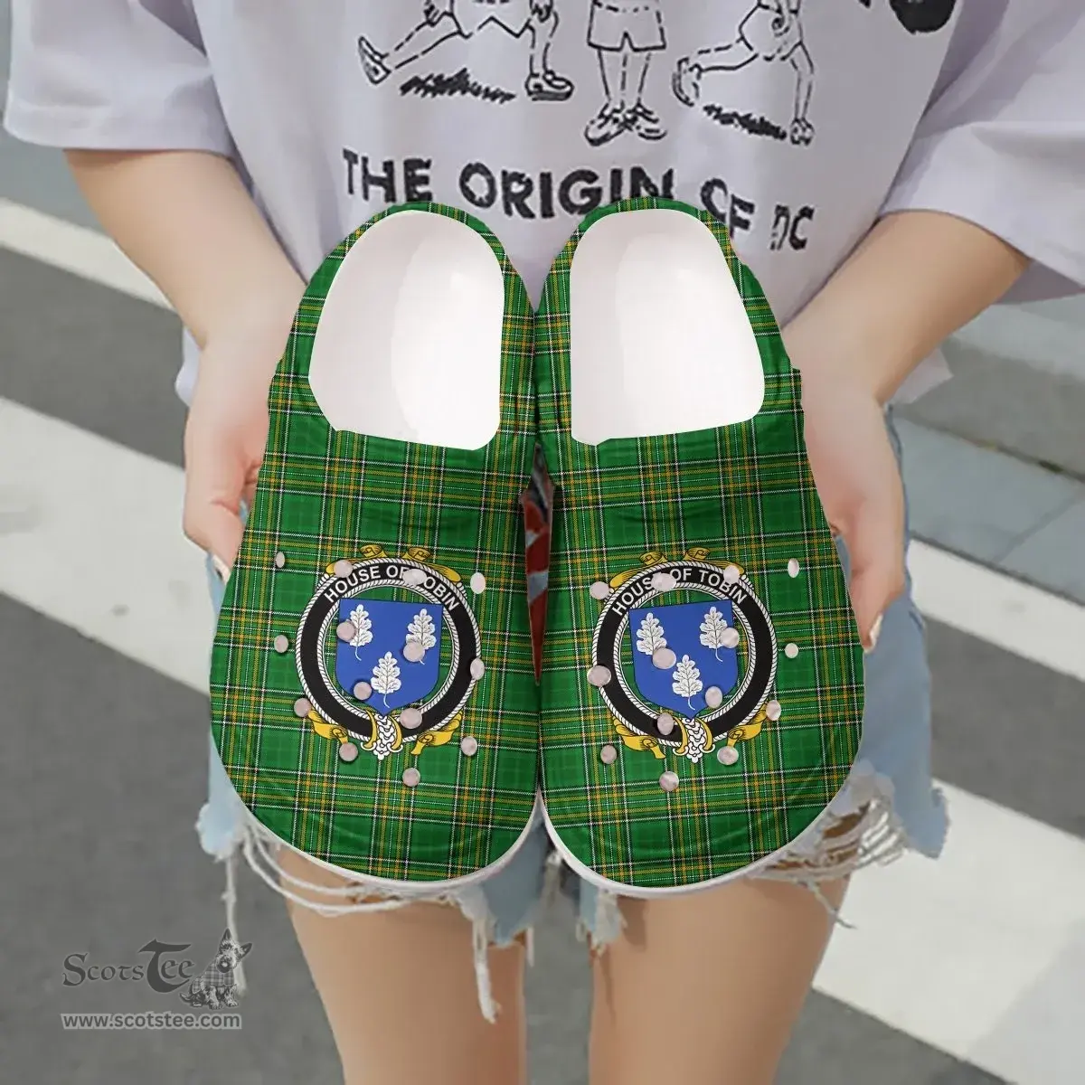 Irish House of TOBIN Coat of Arms Family Crest Ireland Clogs Irish National Tartan Irish County Clogs