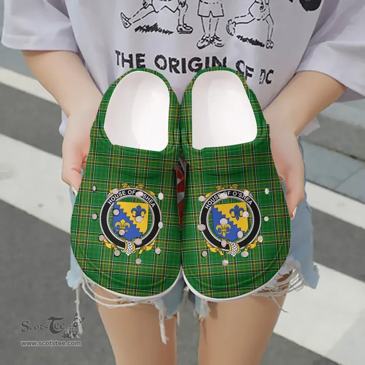 Irish House of O'SHEA Coat of Arms Family Crest Ireland Clogs Irish National Tartan Irish County Clogs