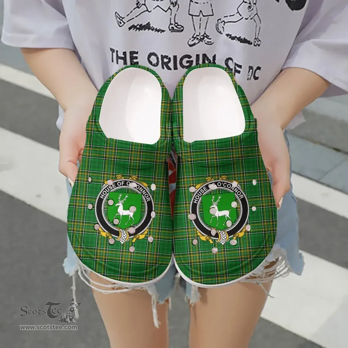 Irish House of O'CONNOR (Corcomroe) Coat of Arms Family Crest Ireland Clogs Irish National Tartan Irish County Clogs