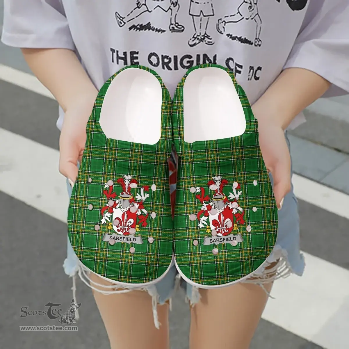 Irish Sarsfield Coat of Arms Family Crest Ireland Clogs Irish National Tartan Irish County Clogs