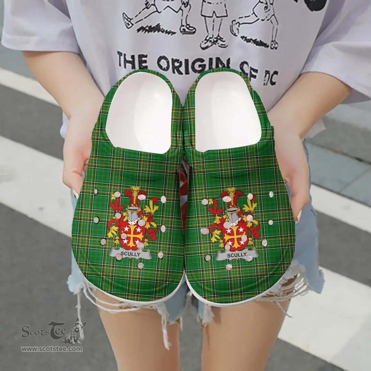 Irish Scully or O'Scully Coat of Arms Family Crest Ireland Clogs Irish National Tartan Irish County Clogs