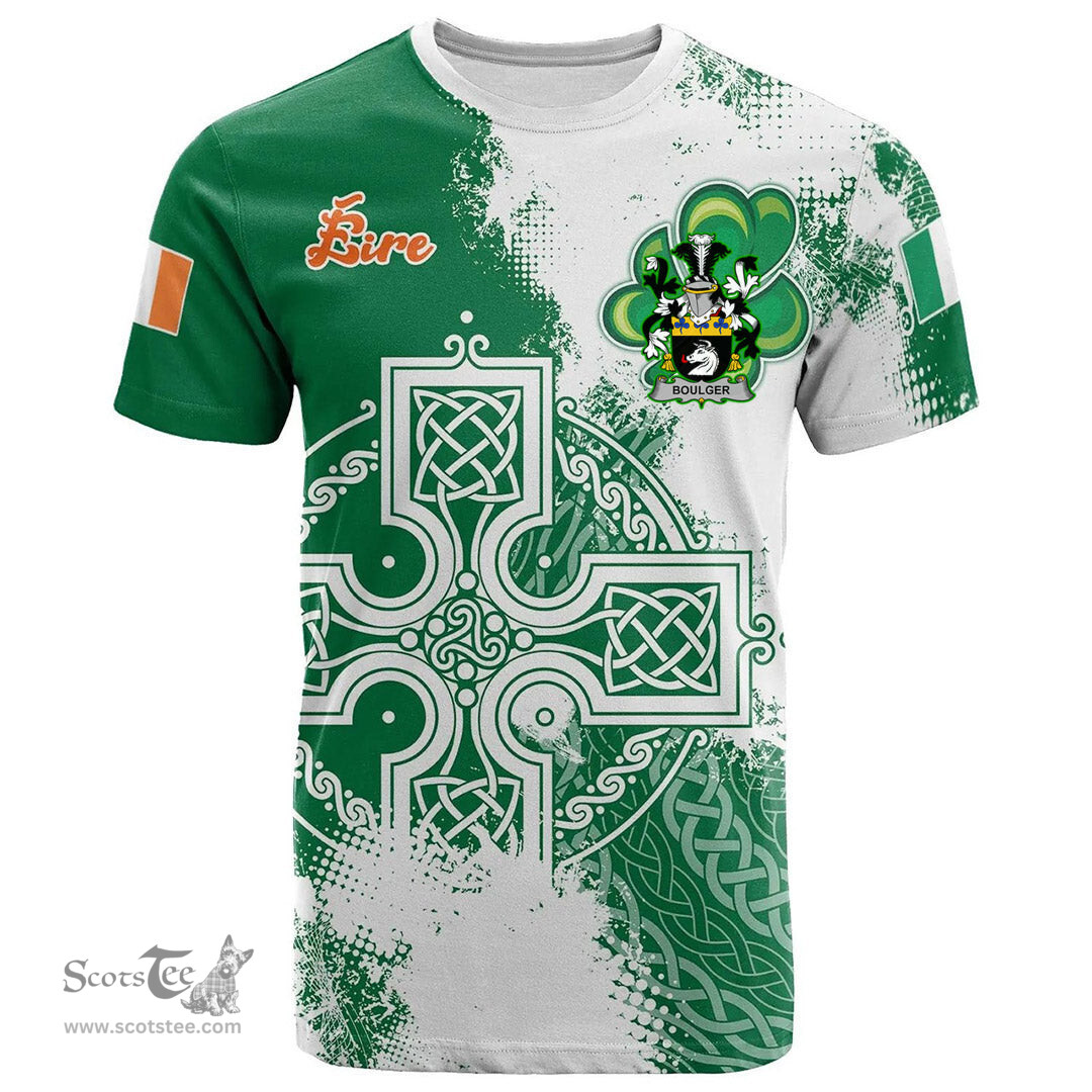 Irish Boulger or O Bolger Coat of Arms Irish Family Crest T Shirt Irish Celtic Cross T Shirt