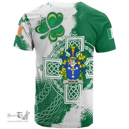 Irish Devlin or O Devlin Coat of Arms Irish Family Crest T Shirt Irish Celtic Cross T Shirt