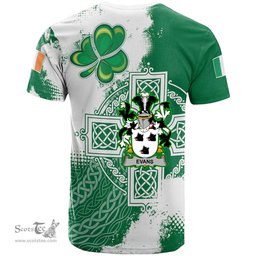 Irish Evans Coat of Arms Irish Family Crest T Shirt Irish Celtic Cross T Shirt