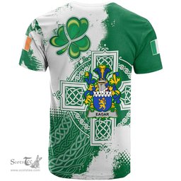 Irish Eagar Coat of Arms Irish Family Crest T Shirt Irish Celtic Cross T Shirt