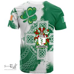 Irish Donovan or O Donovan Coat of Arms Irish Family Crest T Shirt Irish Celtic Cross T Shirt