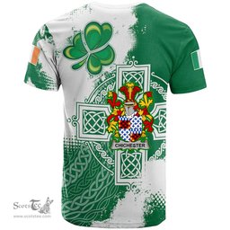 Irish Chichester Coat of Arms Irish Family Crest T Shirt Irish Celtic Cross T Shirt