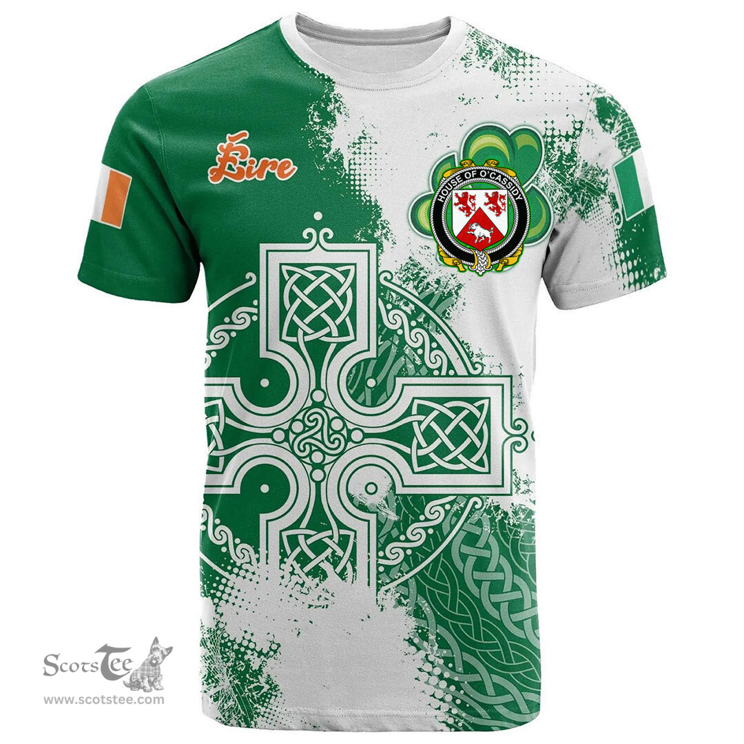 Irish House of O CASSIDY Coat of Arms Irish Family Crest T Shirt Irish Celtic Cross T Shirt
