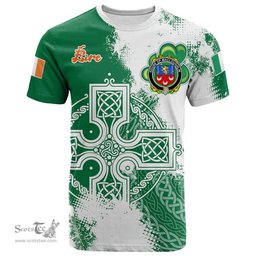 Irish House of MACLOUGHLIN Tirconnell Coat of Arms Irish Family Crest T Shirt Irish Celtic Cross T Shirt