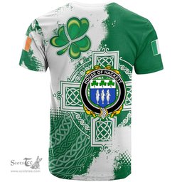 Irish House of HACKETT Coat of Arms Irish Family Crest T Shirt Irish Celtic Cross T Shirt