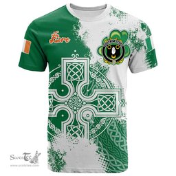 Irish House of MANGAN Coat of Arms Irish Family Crest T Shirt Irish Celtic Cross T Shirt