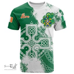 Irish Fleury Coat of Arms Irish Family Crest T Shirt Irish Celtic Cross T Shirt
