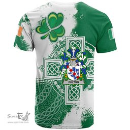 Irish Fulton Coat of Arms Irish Family Crest T Shirt Irish Celtic Cross T Shirt