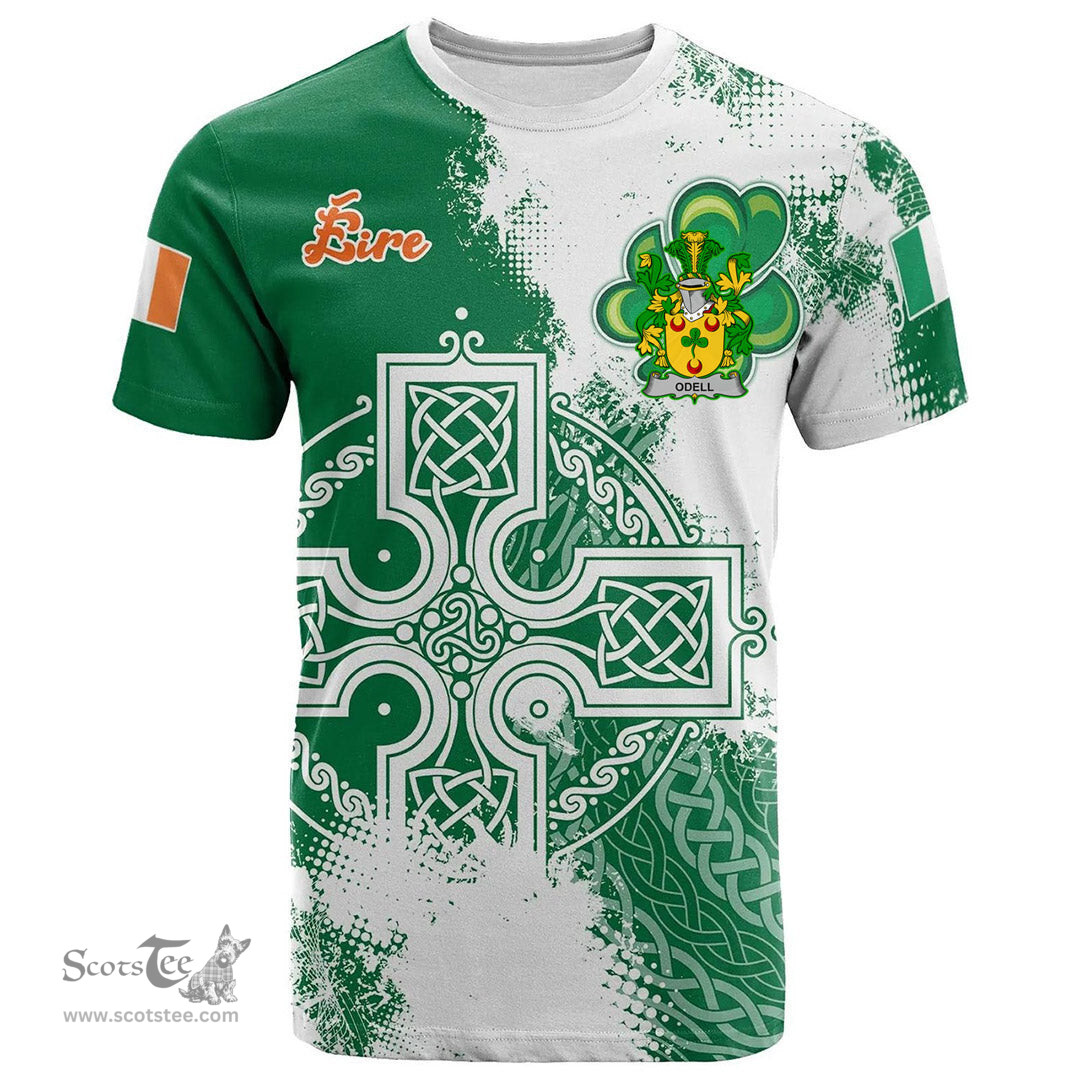 Irish Odell Coat of Arms Irish Family Crest T Shirt Irish Celtic Cross T Shirt