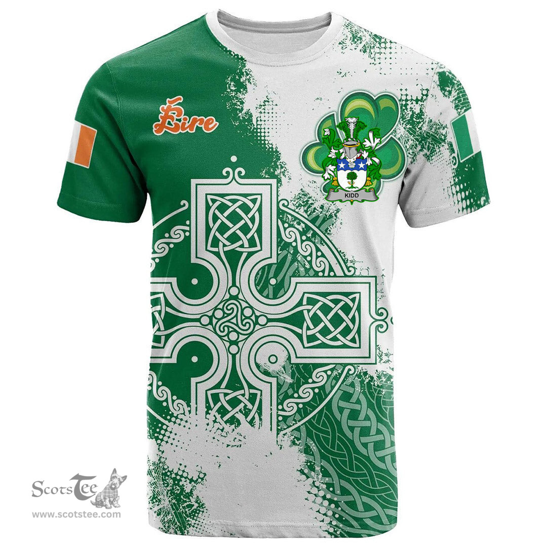 Irish Kidd Coat of Arms Irish Family Crest T Shirt Irish Celtic Cross T Shirt