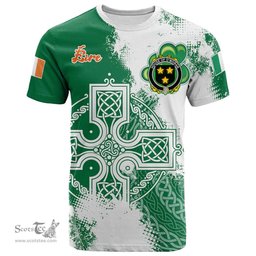 Irish House of O MORAN Coat of Arms Irish Family Crest T Shirt Irish Celtic Cross T Shirt