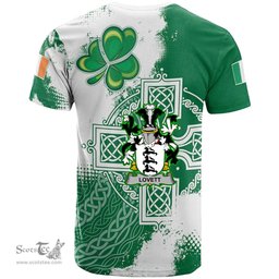 Irish Lovett Coat of Arms Irish Family Crest T Shirt Irish Celtic Cross T Shirt