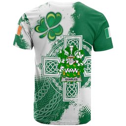 Irish Quarles Coat of Arms Irish Family Crest T Shirt Irish Celtic Cross T Shirt
