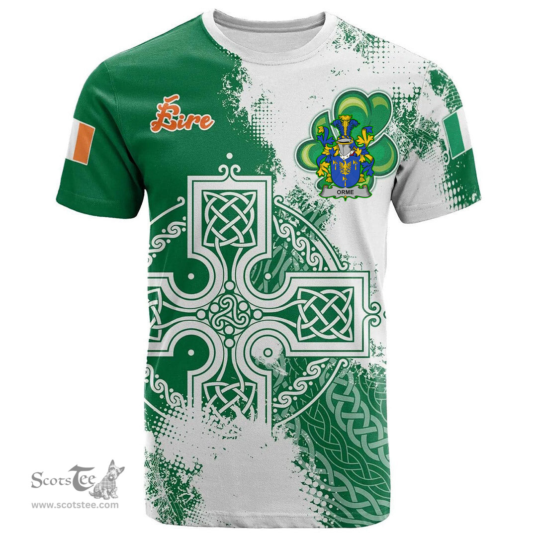 Irish Orme Coat of Arms Irish Family Crest T Shirt Irish Celtic Cross T Shirt