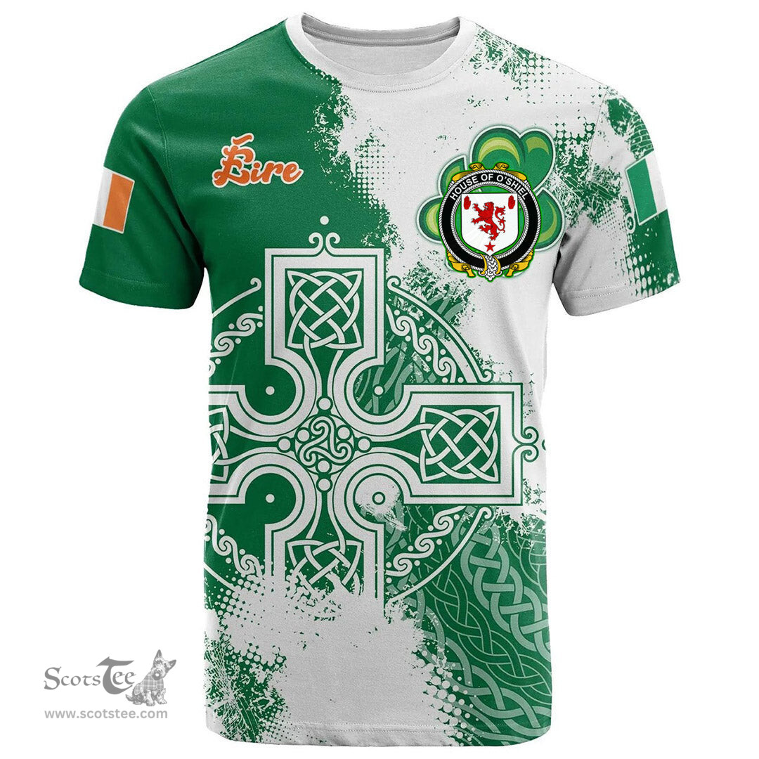 Irish House of O SHIEL Coat of Arms Irish Family Crest T Shirt Irish Celtic Cross T Shirt