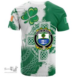 Irish House of WOULFE Coat of Arms Irish Family Crest T Shirt Irish Celtic Cross T Shirt