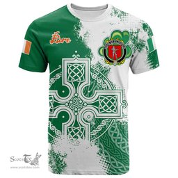 Irish House of O LOUGHLIN Coat of Arms Irish Family Crest T Shirt Irish Celtic Cross T Shirt