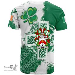 Irish May Coat of Arms Irish Family Crest T Shirt Irish Celtic Cross T Shirt
