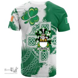 Irish Lawless Coat of Arms Irish Family Crest T Shirt Irish Celtic Cross T Shirt