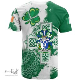 Irish Linaker Coat of Arms Irish Family Crest T Shirt Irish Celtic Cross T Shirt