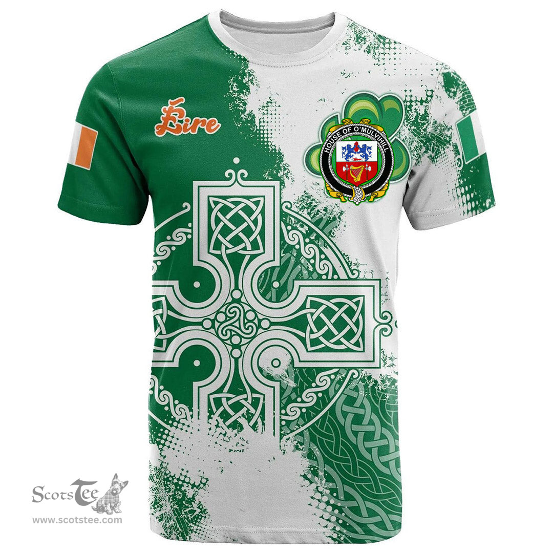Irish House of O MULVIHILL Coat of Arms Irish Family Crest T Shirt Irish Celtic Cross T Shirt