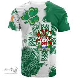 Irish O Neill Coat of Arms Irish Family Crest T Shirt Irish Celtic Cross T Shirt