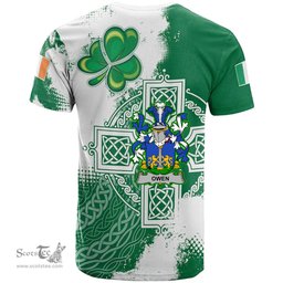 Irish Owen Coat of Arms Irish Family Crest T Shirt Irish Celtic Cross T Shirt