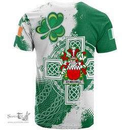 Irish St.Michell Coat of Arms Irish Family Crest T Shirt Irish Celtic Cross T Shirt