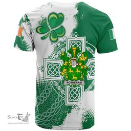Irish Rotheram Coat of Arms Irish Family Crest T Shirt Irish Celtic Cross T Shirt