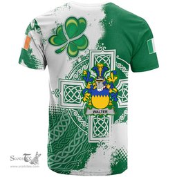 Irish Walter Coat of Arms Irish Family Crest T Shirt Irish Celtic Cross T Shirt