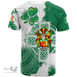 Irish Simpson Coat of Arms Irish Family Crest T Shirt Irish Celtic Cross T Shirt