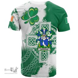 Irish Sheehan or O Sheehan Coat of Arms Irish Family Crest T Shirt Irish Celtic Cross T Shirt