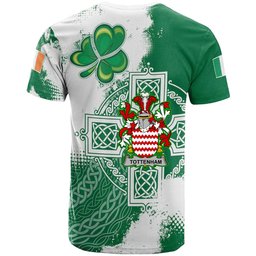 Irish Tottenham Coat of Arms Irish Family Crest T Shirt Irish Celtic Cross T Shirt