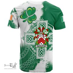 Irish Singleton Coat of Arms Irish Family Crest T Shirt Irish Celtic Cross T Shirt