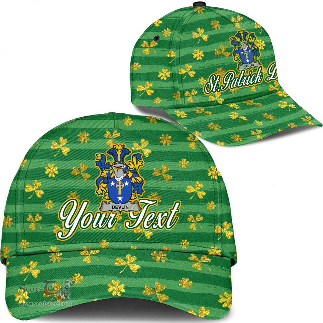 Irish Devlin or O Devlin Coat Of Arms Family Crest Personalized Custom Ireland Cap Irish Golden Irish Shamrock