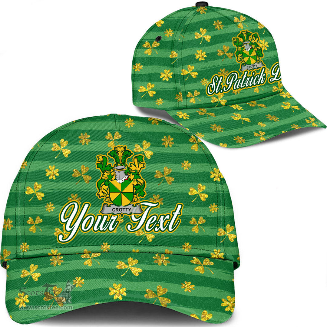 Irish Crotty or O Crotty Coat Of Arms Family Crest Personalized Custom Ireland Cap Irish Golden Irish Shamrock