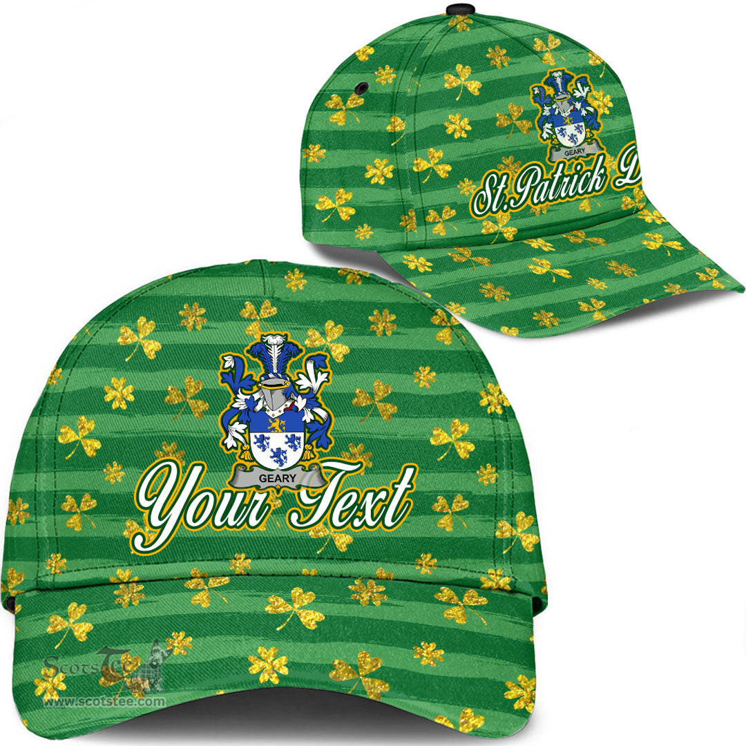 Irish Geary or O Geary Coat Of Arms Family Crest Personalized Custom Ireland Cap Irish Golden Irish Shamrock