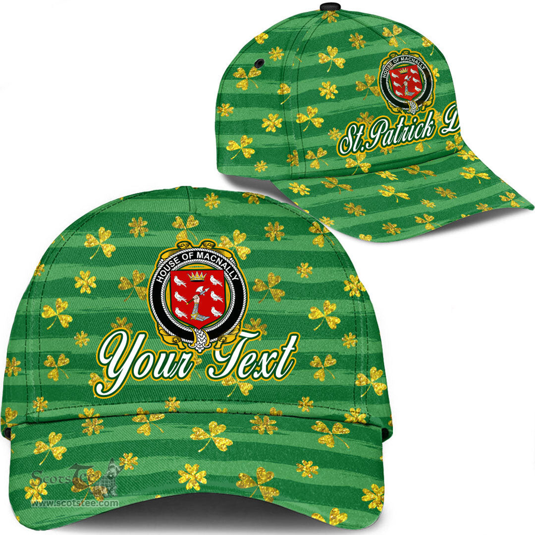 Irish House of MACNALLY Coat Of Arms Family Crest Personalized Custom Ireland Cap Irish Golden Irish Shamrock