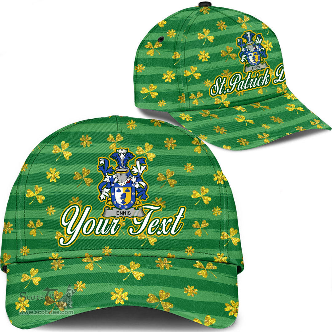 Irish Ennis Coat Of Arms Family Crest Personalized Custom Ireland Cap Irish Golden Irish Shamrock