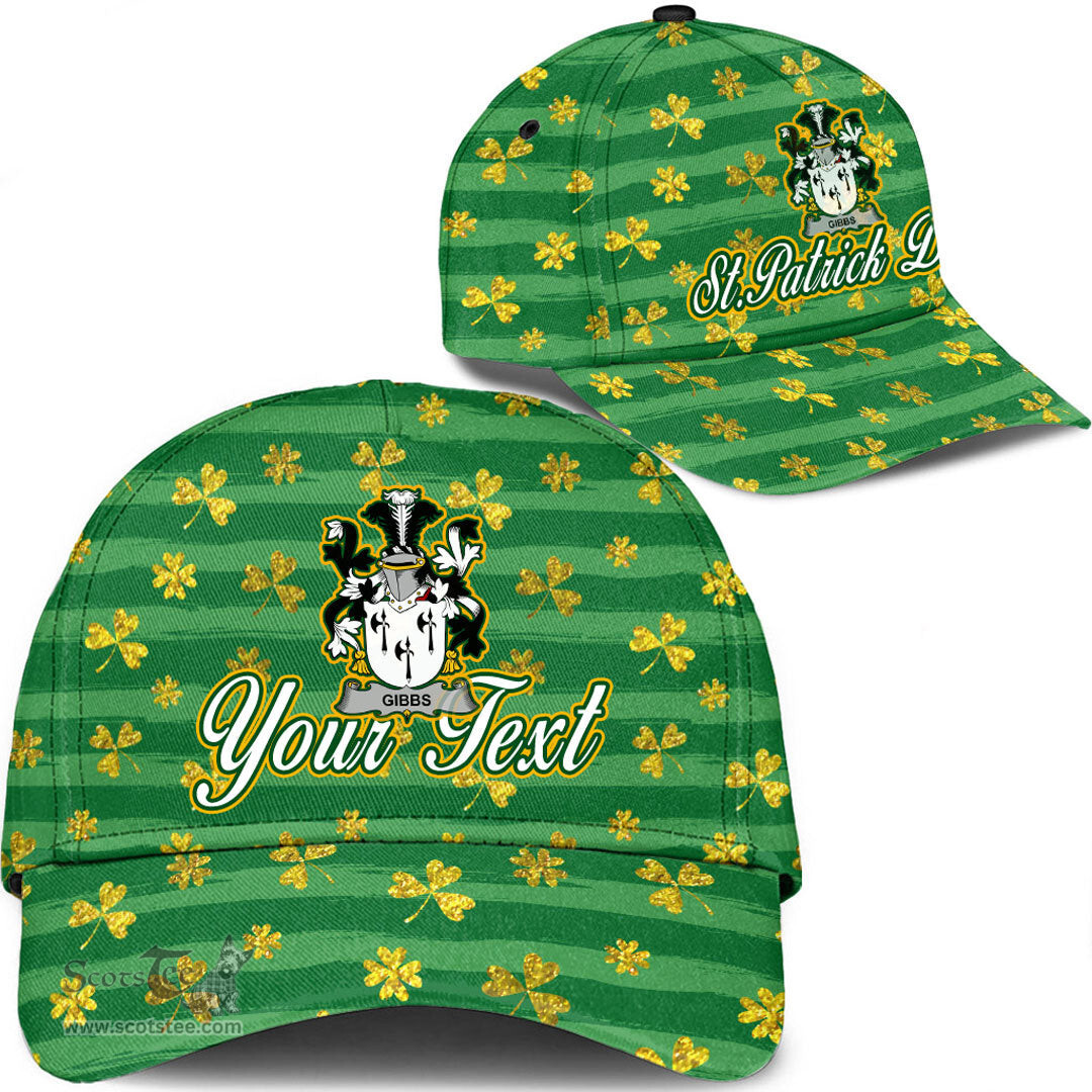 Irish Gibbs Coat Of Arms Family Crest Personalized Custom Ireland Cap Irish Golden Irish Shamrock