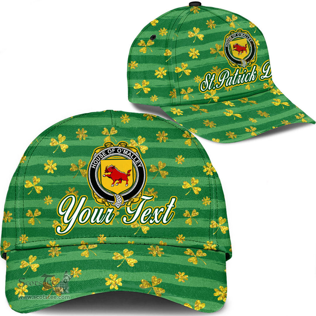 Irish House of O MALLEY Coat Of Arms Family Crest Personalized Custom Ireland Cap Irish Golden Irish Shamrock