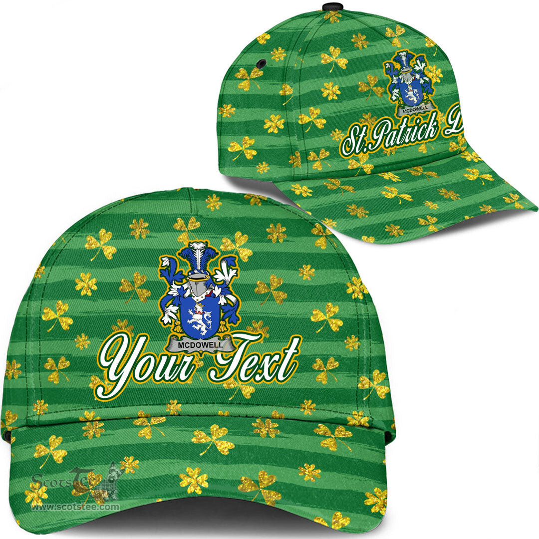 Irish McDowell Coat Of Arms Family Crest Personalized Custom Ireland Cap Irish Golden Irish Shamrock