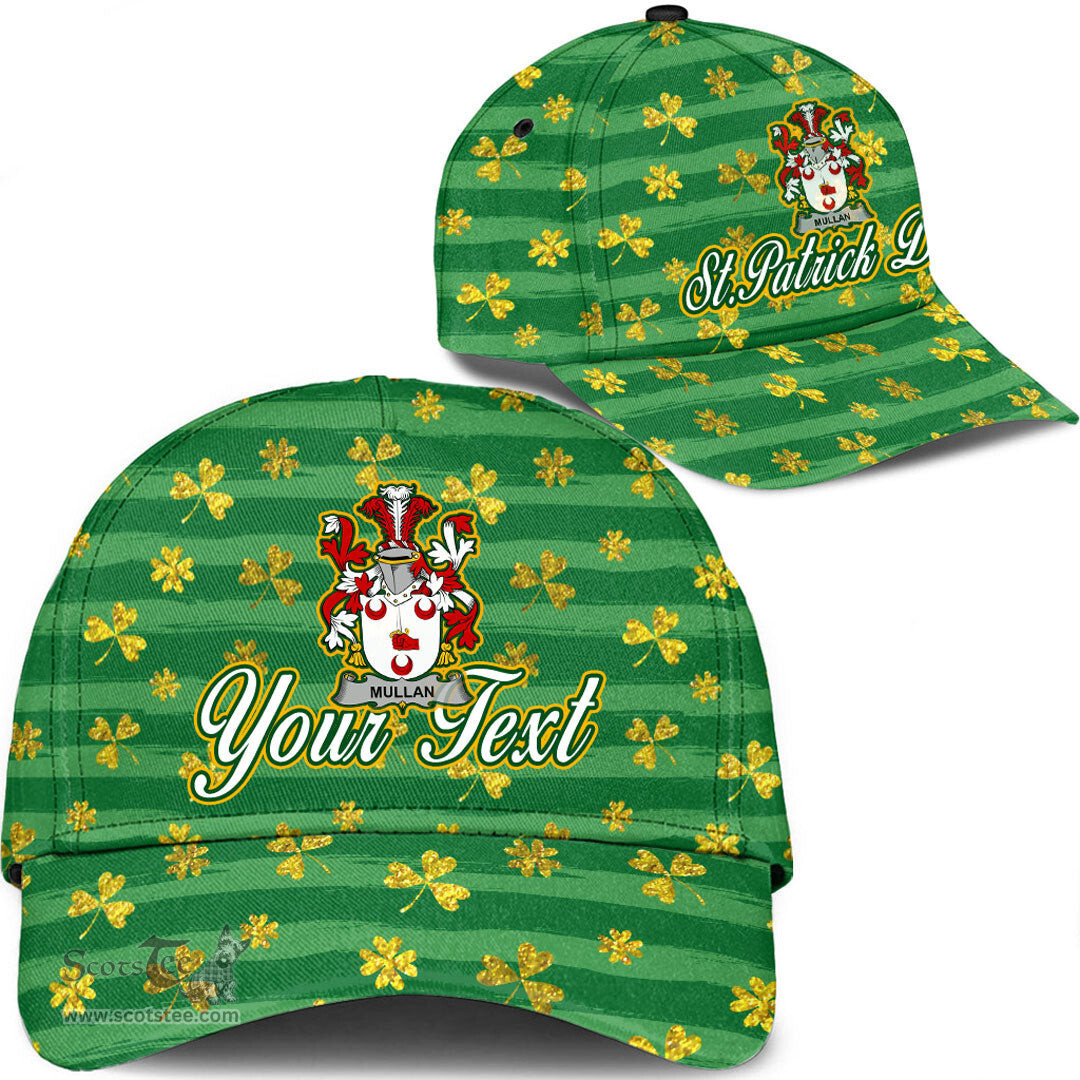 Irish Mullan Coat Of Arms Family Crest Personalized Custom Ireland Cap Irish Golden Irish Shamrock